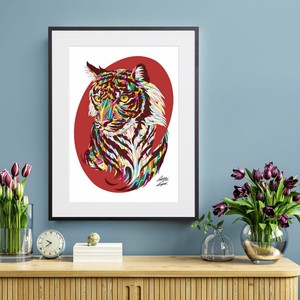 【おしゃれアートポスター】虎 トラ 模様 動物イラスト デザイン A4 A3 A2