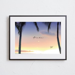 【おしゃれアートポスター】ハワイ ヤシの木 夕焼け空 風景景色 サンセット 写真 photo A4 A3 A2