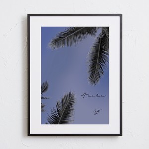 【おしゃれアートポスター】ハワイ ヤシの木 風景 景色 ブルー 写真 photo A4 A3 A2