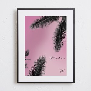 【おしゃれアートポスター】ハワイ ヤシの木 風景 景色 ピンク 写真 photo A4 A3 A2