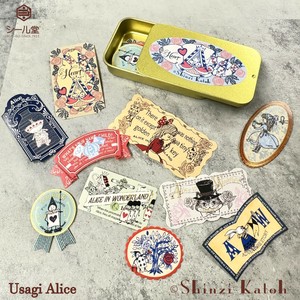シール堂 日本製 フレークシール缶 Usagi Alice 不思議なアリス 30枚入