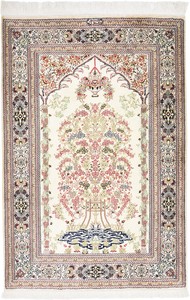 ペルシャ 絨毯 クム シルク 手織 マット ラザヴィ工房 ザロチャラク(約80×120cmサイズ)36
