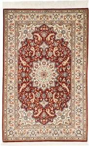 ペルシャ 絨毯 クム シルク 手織 マット ムーザヴィ工房 ザロチャラク(約80×120cmサイズ)63