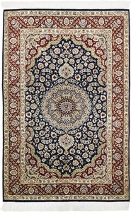 ペルシャ 絨毯 クム シルク 手織 マット ザロチャラク(約80×120cmサイズ)47
