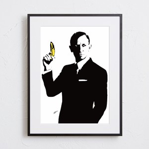 【おしゃれアートポスター】007 ジェームズボンド ダニエルクレイグ バナナ 人物 イラスト A4 A3 A2
