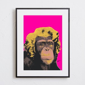 【おしゃれアートポスター】モンキー 猿 マリリンモンロー ピンク ポップイラスト A4 A3 A2