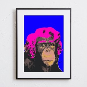 【おしゃれアートポスター】モンキー 猿 マリリンモンロー ブルー ポップイラスト A4 A3 A2