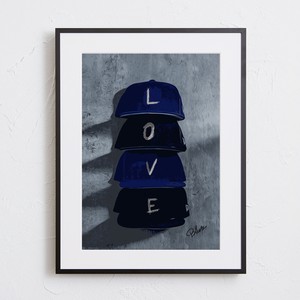 【おしゃれアートポスター】LOVE 帽子 イラスト A4 A3 A2