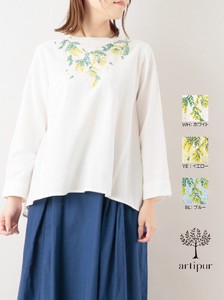 Button Shirt/Blouse Spring/Summer Cotton Mimosa Embroidered