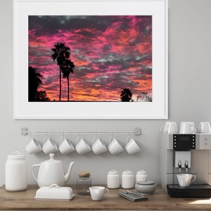 【おしゃれアートポスター】ロサンゼルス LA ヤシの木 夕焼け空 風景 景色 photo A4 A3 A2