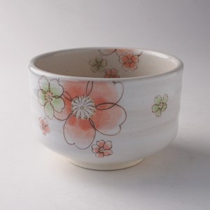 Mino ware Japanese Teacup Matcha Bowl Modern Cherry Blossoms Orange Made in Japan