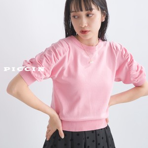 Sweater/Knitwear Nylon Rayon Knit Tops Gathered Sleeves 2024 Spring/Summer