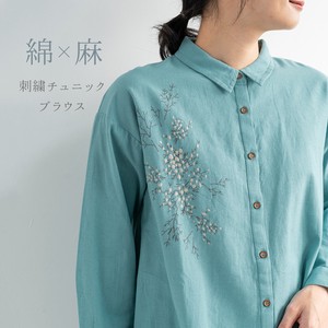 【2024新作】刺繍アイテム　刺繍入りシャツチュニック