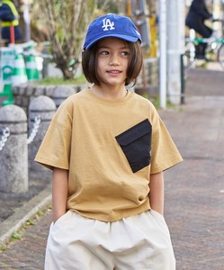 Kids' Short Sleeve T-shirt Color Palette Plain Color T-Shirt Pocket Mixing Texture M