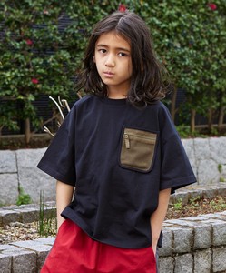 Kids' Short Sleeve T-shirt Plain Color T-Shirt Pocket Mixing Texture