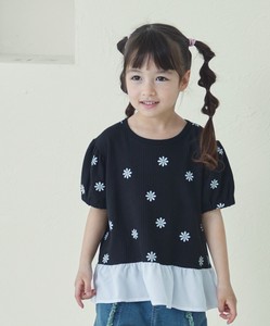 Kids' Short Sleeve Shirt/Blouse Ruffle Pudding Floral Pattern Docking