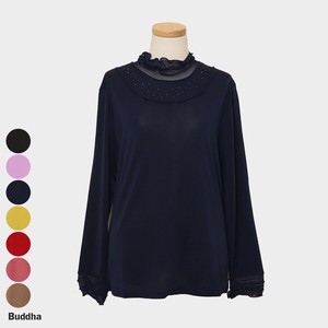 T-shirt Tulle High-Neck Tops Sleeve