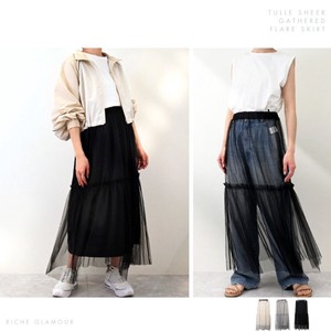 Skirt Tulle Sheer Gathered Flare Skirt 【2024NEW】