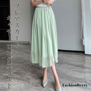 【2024新作】フレアスカート キャザー ロングスカート  韓国ファッション
