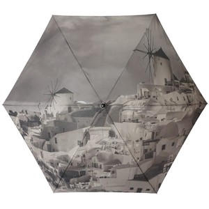 55cm 全面プリント折りたたみ傘　世界の風景フォトプリント-サントリーニ島（ギリシャ）
