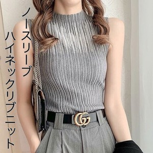 Sweater/Knitwear High-Neck Sleeveless Ribbed Knit 【2024NEW】