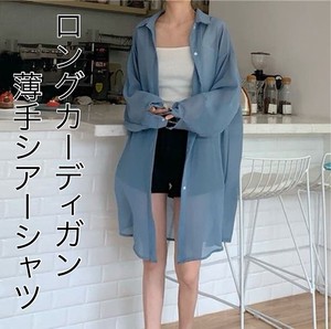 【2024新作】ロングカーディガン薄手シアーシャツ  韓国ファッション