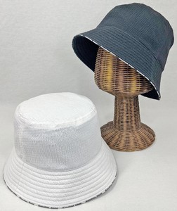 2024S/S　シアサッカーパイピングロゴ　バケットハット 帽子　HAT　サイズ調節可能