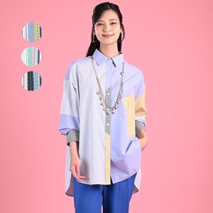 Button Shirt/Blouse Shirtwaist Stripe Spring/Summer Switching 【2024NEW】
