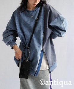 Antiqua Sweatshirt Pullover Long Sleeves Mixing Texture Tops Ladies' Switching