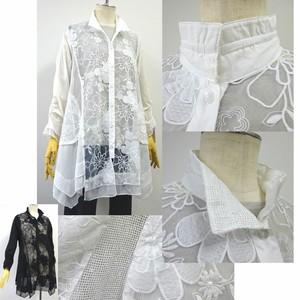 Button Shirt/Blouse A-Line Embroidered Switching 2024 Spring/Summer