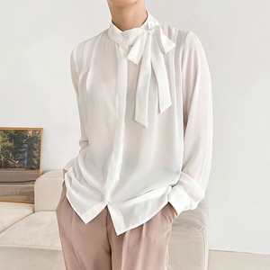 Button Shirt/Blouse Pintucked Long Sleeves Blouse Tops