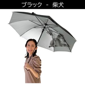 定番商品　人気商品　売れ筋　ブラック-柴犬　60cm　晴雨兼用　裏面動物写真プリント傘