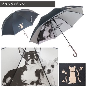 定番商品　人気商品　売れ筋　ブラック-チワワ　60cm　晴雨兼用　裏面動物写真プリント傘