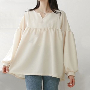 Button Shirt/Blouse Flare Long Sleeves Blouse Tops