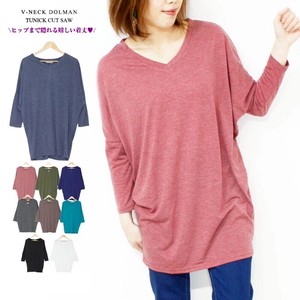 T-shirt Dolman Sleeve V-Neck Spring Cut-and-sew