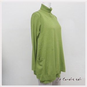Sweater/Knitwear Pocket Long High-Neck Ribbed Knit New Color