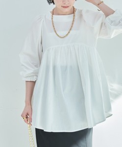 Button Shirt/Blouse Volume Gathered Flare