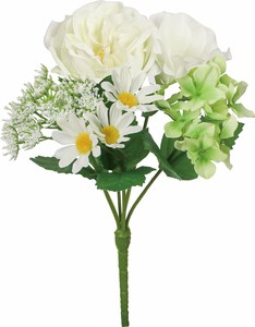 【造花】インテリアブッシュSローズ　ホワイト　FBC-8240W