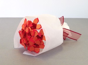 花束になるメッセージカード　Hana-kotoba Kit【プチブーケ】赤（10名用）　送別会　日本製