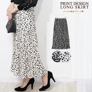 Skirt Pleated Long Skirt Animal Print Spring Dalmatian Pattern