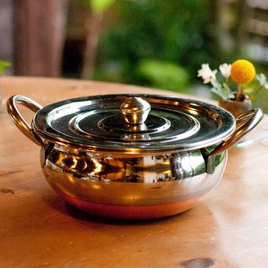 【蓋と持ち手付き】ハンディ - インドの鍋【直径約20cm】