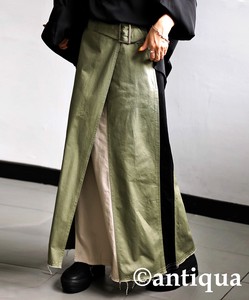 [アンティカ]ベルト付き配色スカート スカート レディース 綿  PY-00461【ALL】