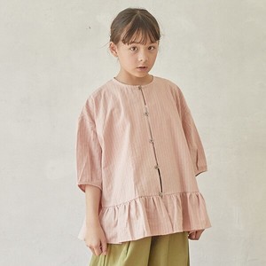 Kids' Short Sleeve T-shirt Frilled Blouse Ruffle Stripe Spring/Summer 7/10 length NEW