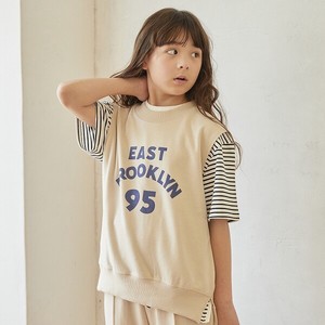 Kids' 3/4 Sleeve T-shirt Slit Pudding Spring/Summer Casual NEW