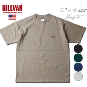 BILLVAN ヘビー・ウェイト USAコットン ワンポイントワッペン 青 半袖Tシャツ ショートスリーブ