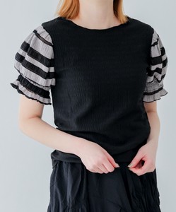 【unica】　シャーリングパフスリーブTシャツ　LADIES