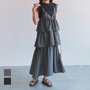 Casual Dress Flare Long V-Neck One-piece Dress Tiered 【2024NEW】