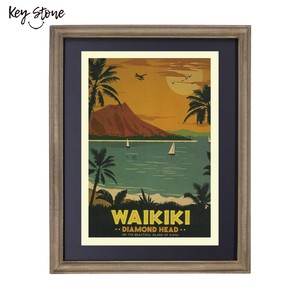 ■2024SS　先行予約■　ODハワイアン　フレームポスター　WAIKIKI SUNSET