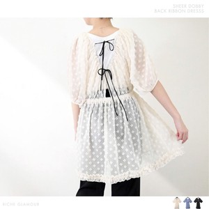 Casual Dress Back Ribbon One-piece Dress Sheer Dobby 【2024NEW】