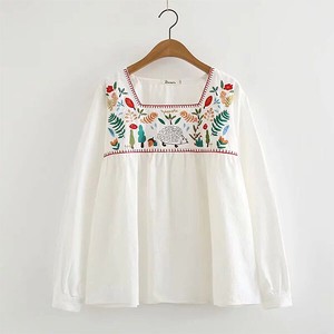 Button Shirt/Blouse Pullover Tops Embroidered NEW